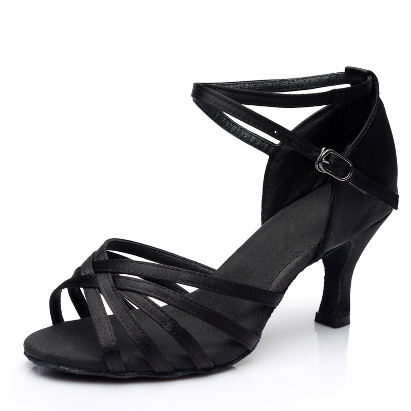 Foreign trade Latin dance shoes women's adult high heel dance shoes Latin dance indoor practice shoes satin gymnastics shoes