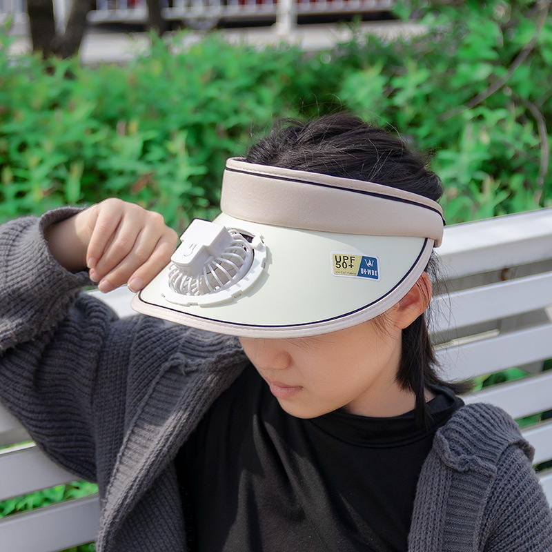 USB charging with fan cap female summer big brim sun protection hat UV protection empty top sun hat