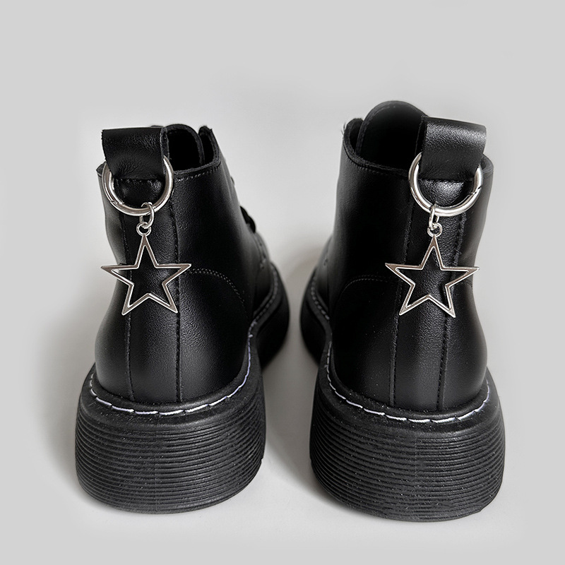 Metal hollow five-pointed star Martin boots shoe buckle sweet cool star cross love pendant shoes accessories ornaments