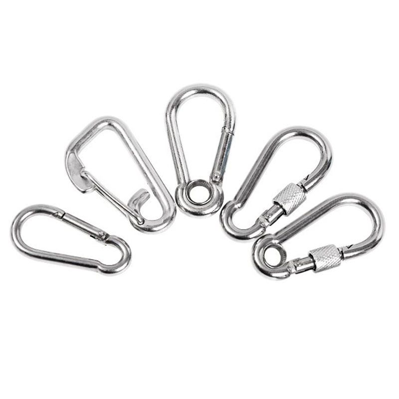 304 stainless steel spring buckle connecting carabiner hook rigging gourd buckle safety hook chain buckle rope buckle