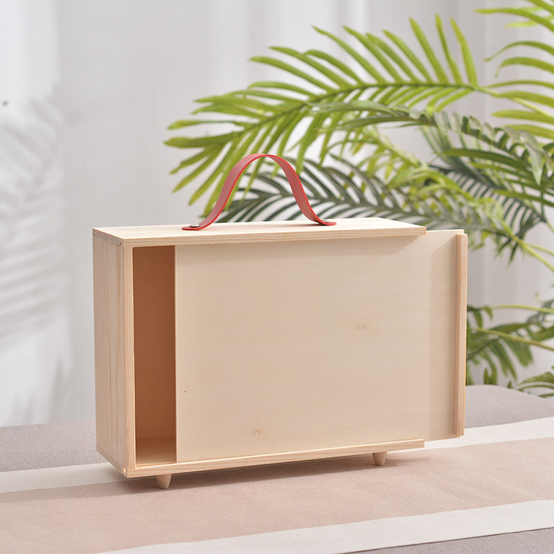 Hand-made Pine Packaging Box with Lid Desktop Decorative Ornaments Acrylic Transparent Toy Hand-made Display Box with Lid