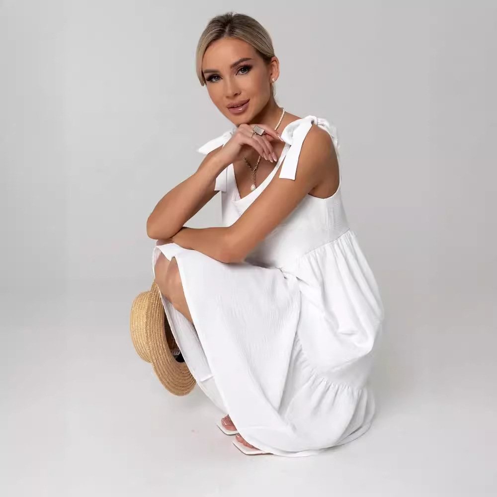 2024 New Cross-border Wish Amazon AliExpress Explosions Women's Sleeveless U-collar Stitching Long Dress