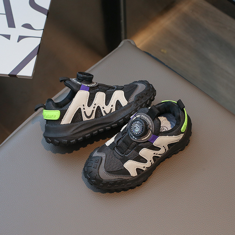 Girls' sneaker 2023 spring and autumn children's shoes rotating button autumn new little girl lightweight argan shoes