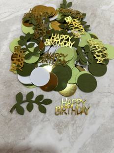 Party theme decoration paper scraps festival supplies throwing props green leaves birthday confetti