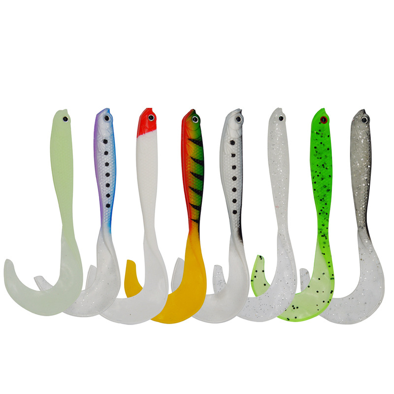 Open-belly curly tail soft bait, lure, bionic fake bait, fresh seawater fake bait, multi-color