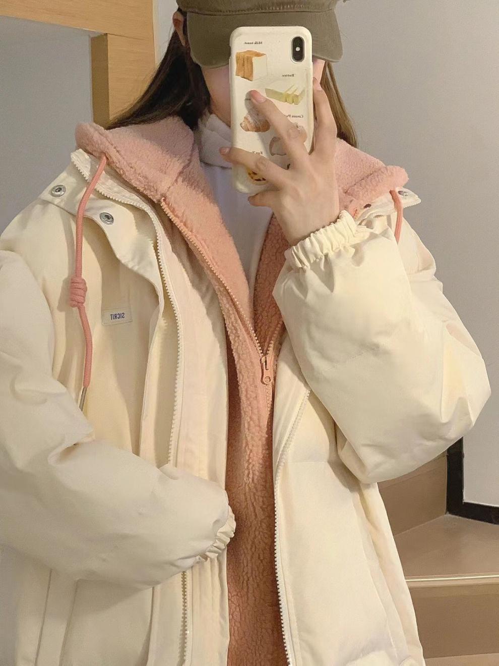 Cappotto corto imbottito in cotone con cappuccio spesso abbinato in stile coreano da donna, invernale, per studenti, alla moda_voghion.com