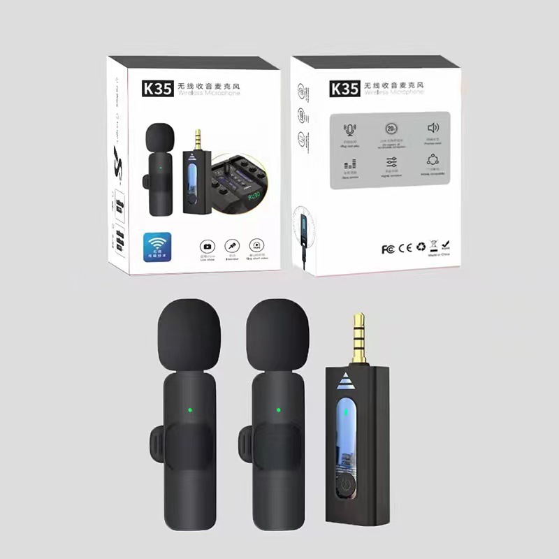 Wireless Lavalier Microphone K35 Compatible with Speaker Honeybee 3.5mm Hole Smart Noise Reduction Plug-and-Play Headphones for Monitoring