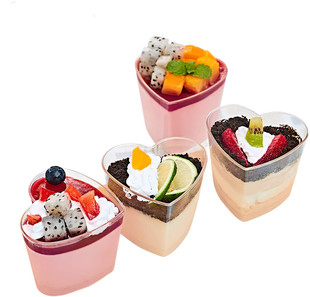 Heart-shaped cup disposable hard plastic heart-shaped mousse cup pudding cup dessert Cup tiramisu cup plastic transparent