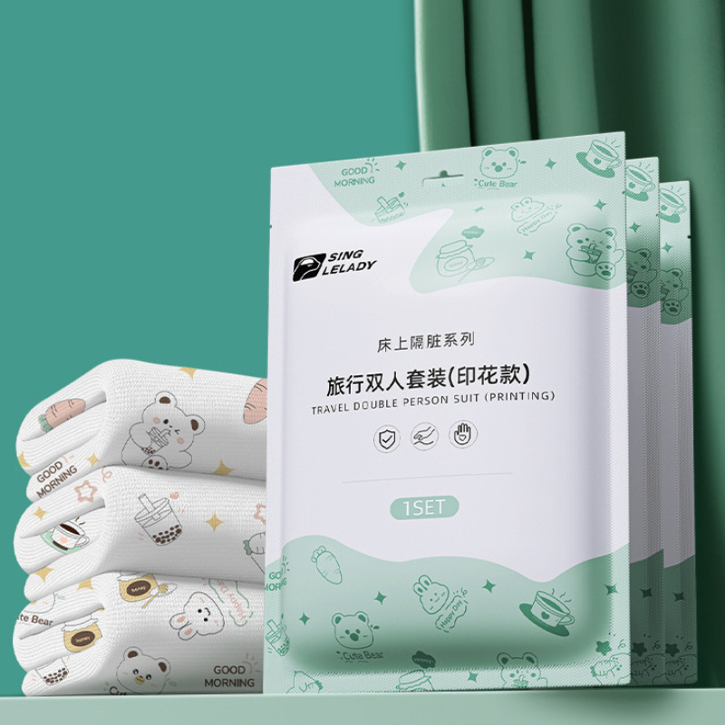 Disposable Bed Sheet Quilt Cover Pillowcase Three-piece Set Beauty Salon Dirty Sleeping Bag Travel Hotel Hotel Portable Non-woven Fabric