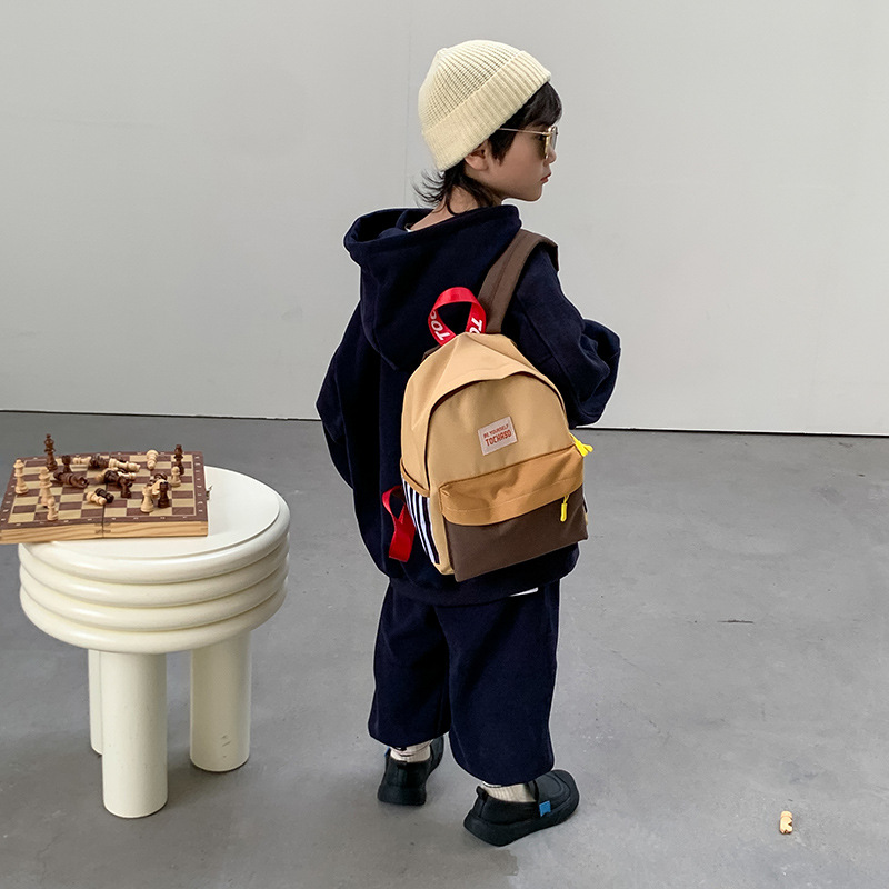 Children's Kindergarten Schoolbag Fashion Simple Spliced Color 2023 New Korean Style Cute Baby Lightweight Backpack