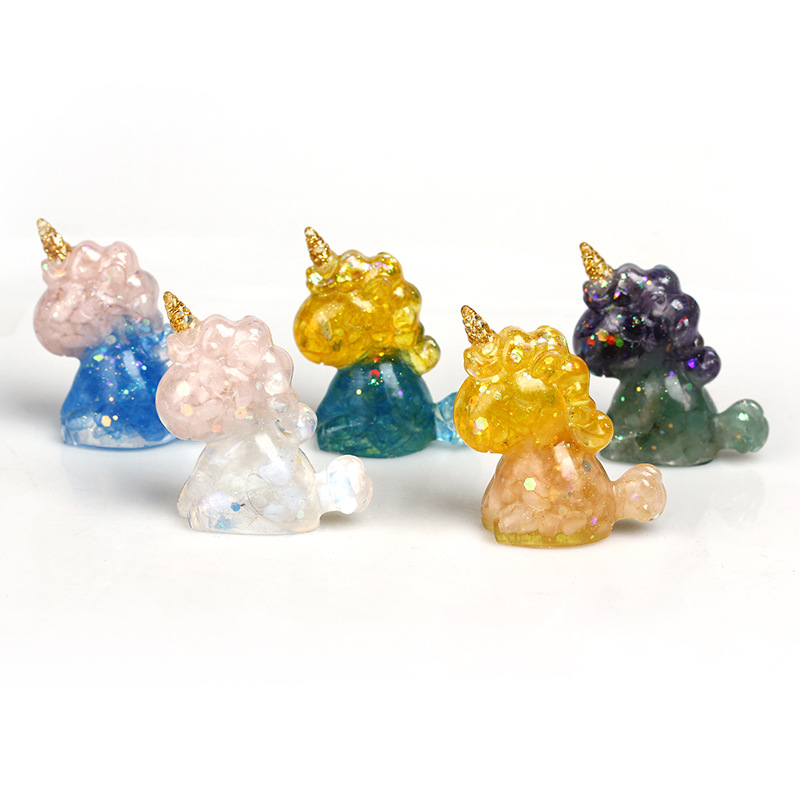 Handmade Dripping Glue Decoration Color Matching Unicorn Crystal Office Living Room Decoration Foreign Trade Hot Selling Doll Desktop Decoration
