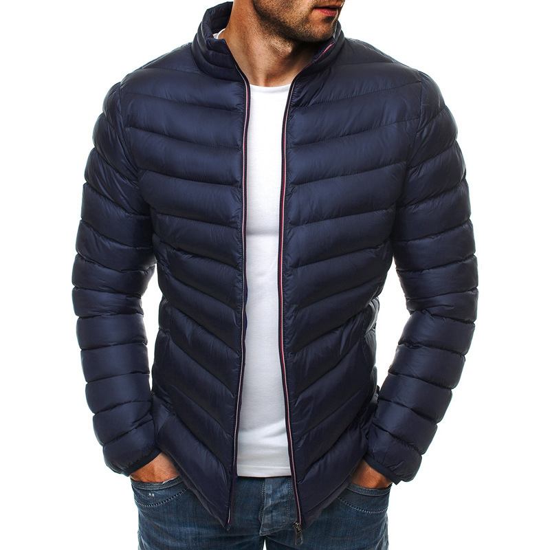 Europe and the United States autumn and winter new foreign trade cross-border solid color cotton-padded jacket coat simple atmosphere men's cotton-padded jacket factory direct supply