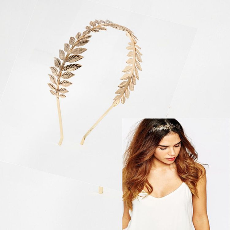 European and American Fashion Leaf Hairband Headband Bridal Headwear Hair Accessories Amazon Golden Leaf Hairband Leaf Headwear
