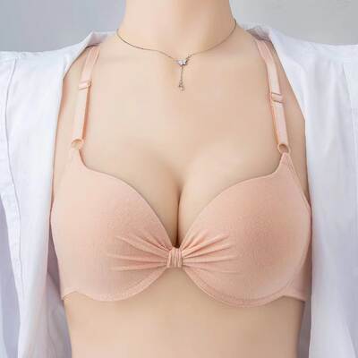 New bow girl underwear comfortable breathable cotton thick push up adjustable bra with steel ring