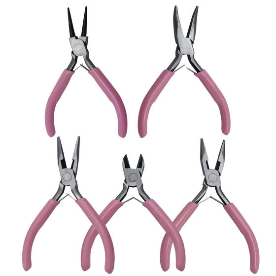 Pliers handmade diy set 5 inch pink handle mini pointed nose pliers toothless jewelry pliers jewelry pliers