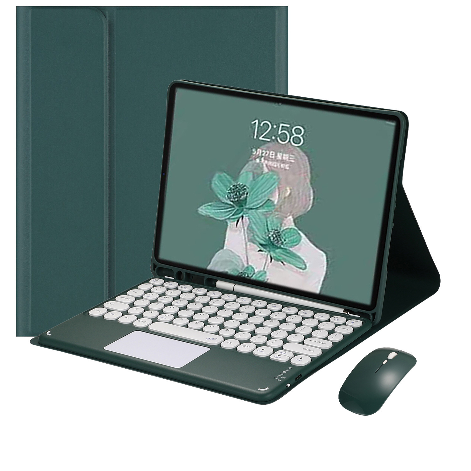 2022 for iPad 10th generation round hat Bluetooth touch keyboard 10.9 with pen slot leather case 13 keyboard mouse 11 inch