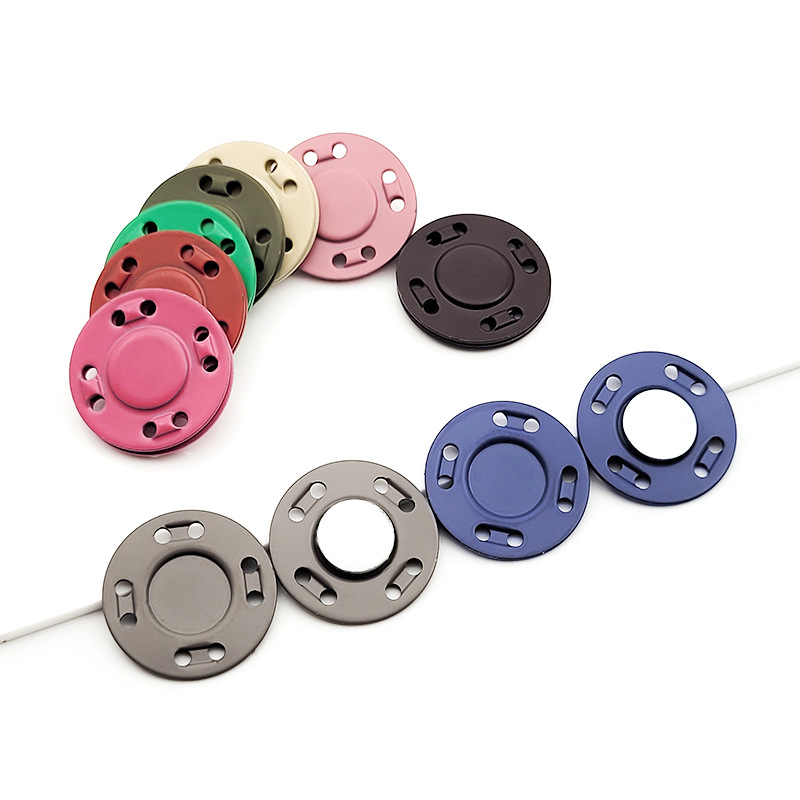 Colored metal concealed buckle magnet magnetic buckle invisible buckle eight-hole ultra-thin hand-stitched iron-absorbing magnetic button