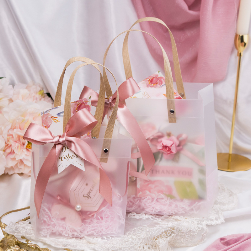 Wedding gift birthday gift bag transparent frosted portable bag candy fruit packaging gift bag wholesale confession