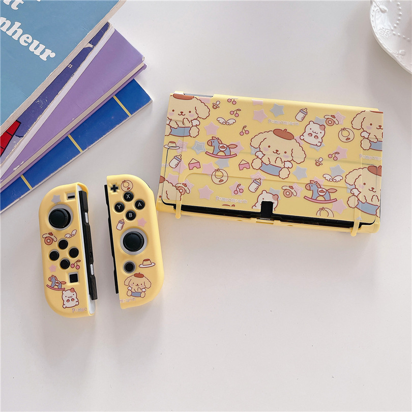 卡通可愛布丁狗適用任天堂Switch殼分體oled遊戲機殼軟保護套防摔