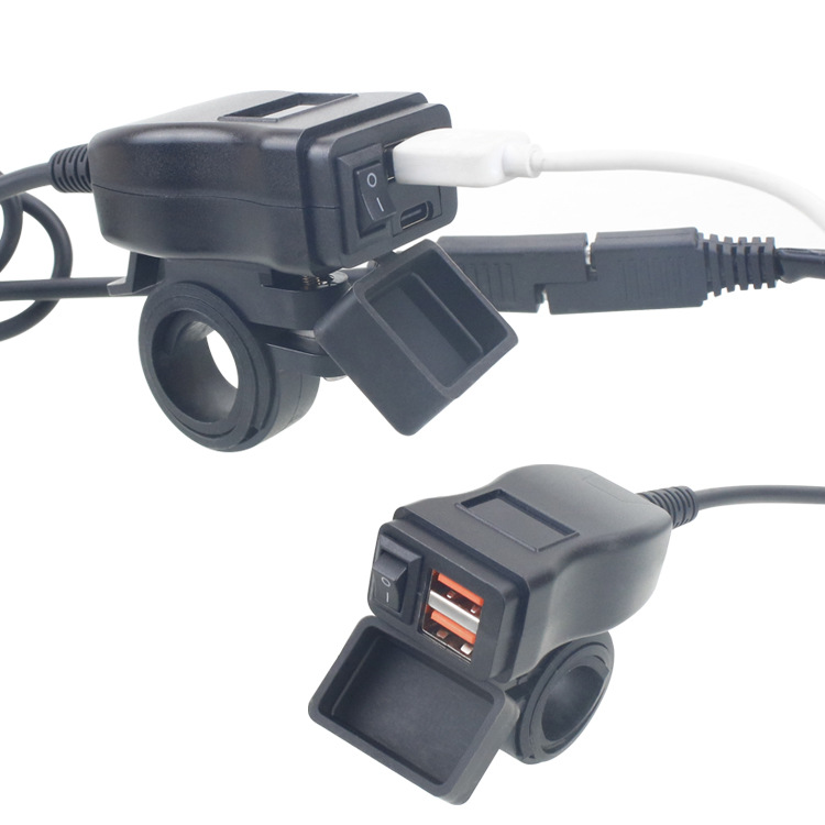 Motorcycle with car usb mobile phone charger with voltmeter QC + PD electric car charger fast charge modification waterproof