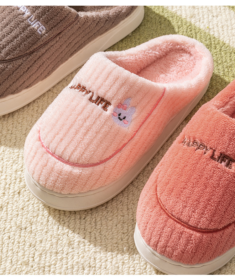 In stock cotton slippers women's home autumn and winter indoor warm home shoes couple slippers men's winter home shoes manufacturer_voghion.com