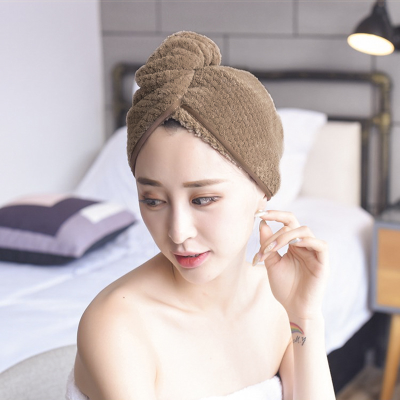 Coral Fleece Dry Hair Cap Thickened Pineapple Triangle Dry Hair Towel Quick Drying Hair Cap Bandage Adult Shower Cap