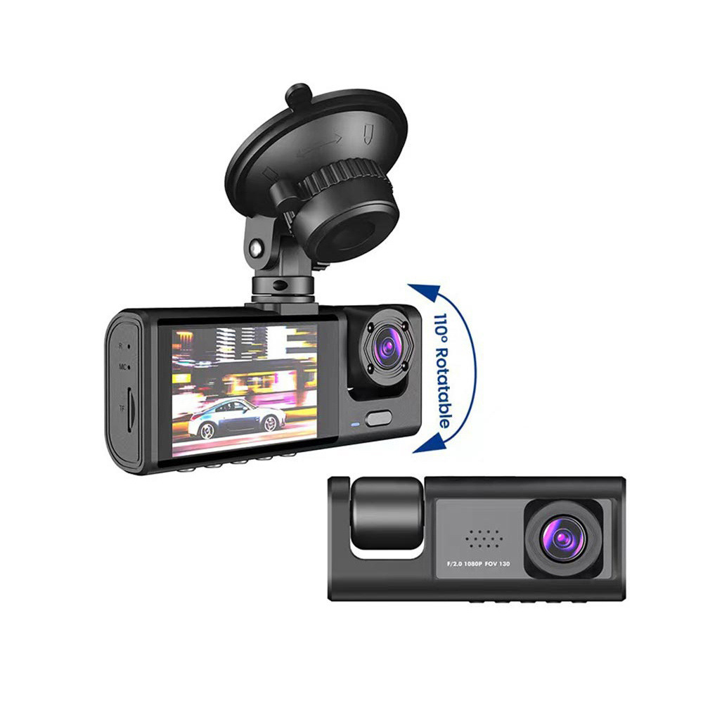 Cross-border HD driving recorder three-recording night vision reversing image three-lens car parking surveillance camera
