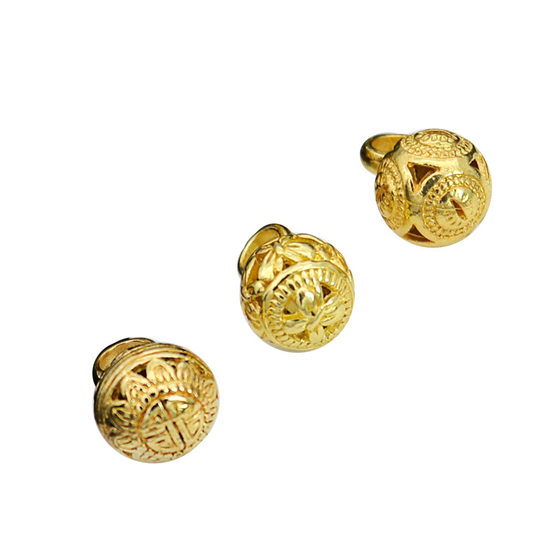 Ethnic Mongolian Robe Silver Button Miao Decorative Buckle Hollow Buddha Beads Hollow Beads Brass Alloy Button