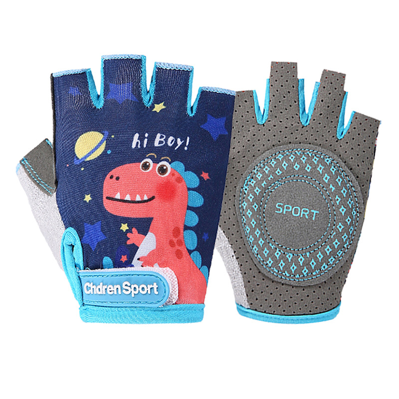 Half Finger Children's Gloves Sports Riding Non-slip Wear-resistant Baby Cartoon Balance Wheel Skating Children's Gloves Bicycle