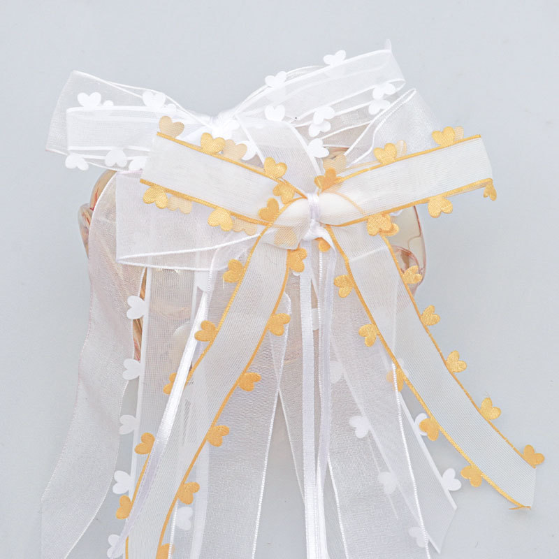 Valentine's Day gift love ribbon bow wedding car rearview mirror decoration heart-shaped ribbon bow