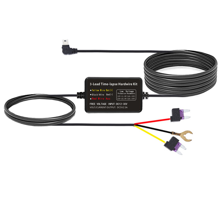 Supply car voltage reduction line three-core ACC Time video recorder 12V to 5V parking monitoring voltage reduction line