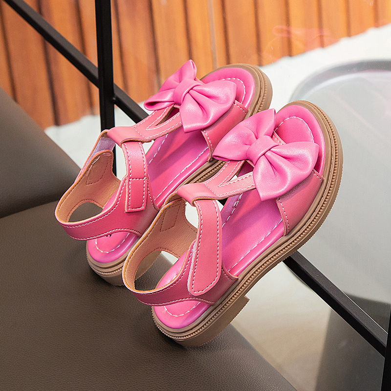 2023 Summer New Arrival Bow Girl's Fashionable All-match Sandals for Baby Women Korean-style Casual Soft-soled Beach Shoes