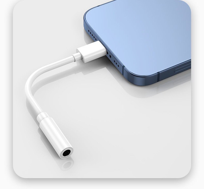 Applicable to Apple iPhone14/12 Mobile Phone Headset 3.5mm Adapter Cracking C100 Wire-controlled Voice Converter