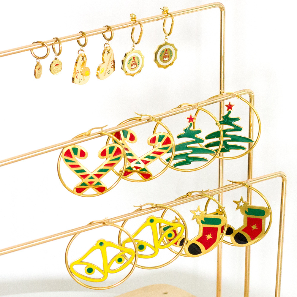 European and American Christmas Earrings High-end Sense Niche Light Luxury All-match Stainless Steel Christmas Tree Cross-border Special for Christmas Earrings