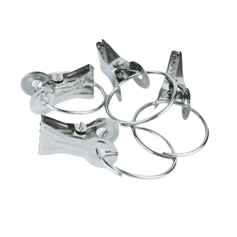 Curtain clip with ring Roman ring silver metal clip integrated with serrated