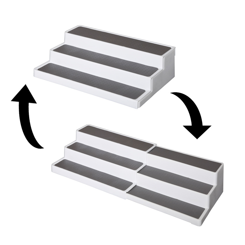 2019 New horizontal pull stretch three-layer ladder seasoning rack seasoning storage rack household supplies kitchen storage rack