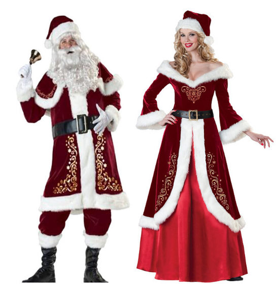European and American Christmas Old Couple Costume Vintage Palace Long Dress Women cosplay Fancy Dress