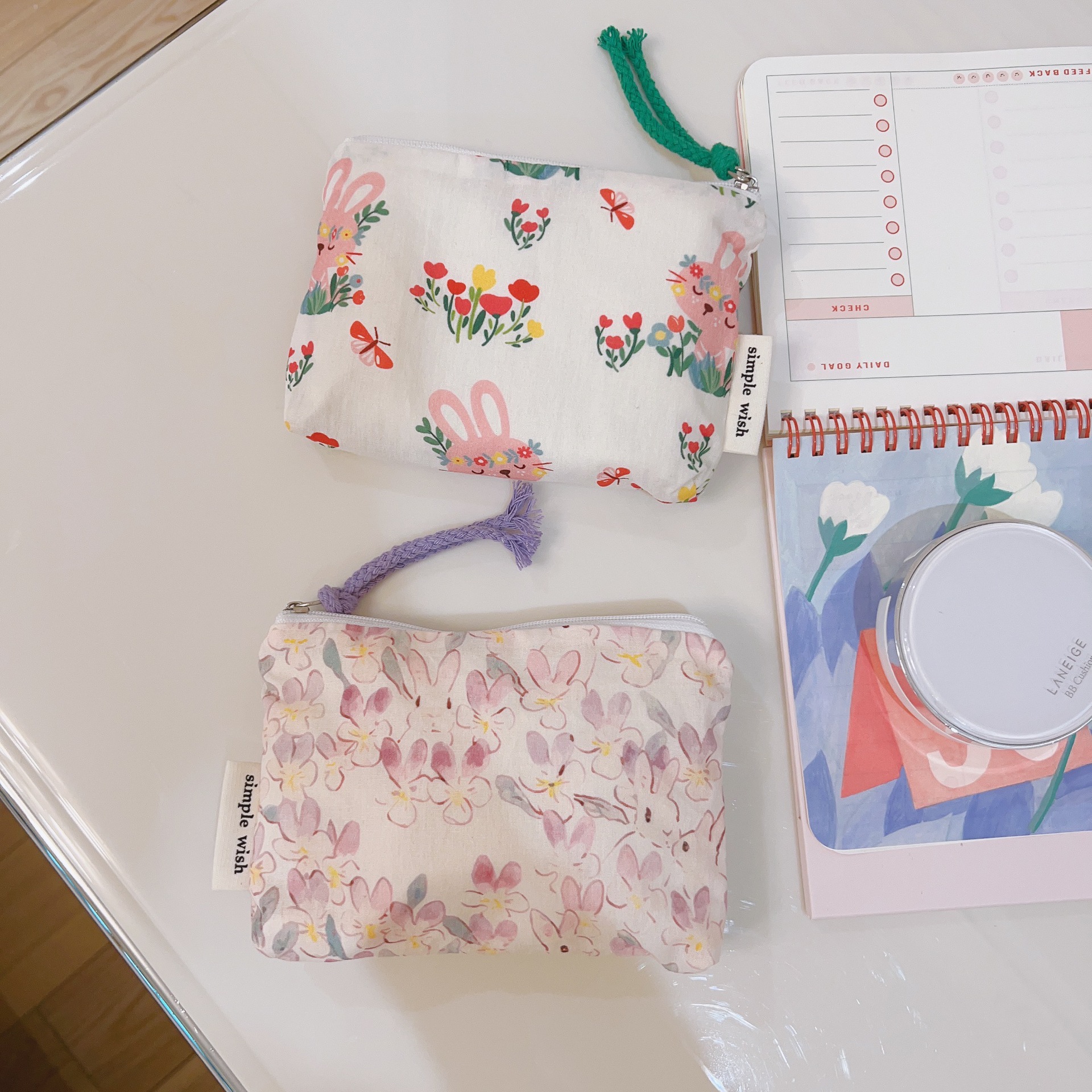 [Su Xi cloth bag] cute rabbit mini cotton bag zipper small cloth bag coin purse card bag headphones lipstick bag
