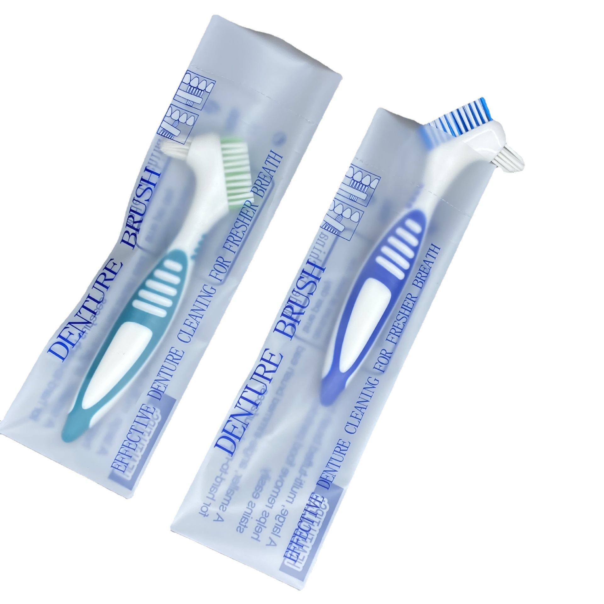 Manufacturers produce false teeth toothbrush travel cleaning toothbrush export foreign trade false toothbrush denture brush hot bag