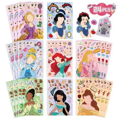 Fairy Tale Anime Princess diy Kids Puzzle Stickers Princess Stickers Arts and Crafts Wall Aquarius Party Decoration