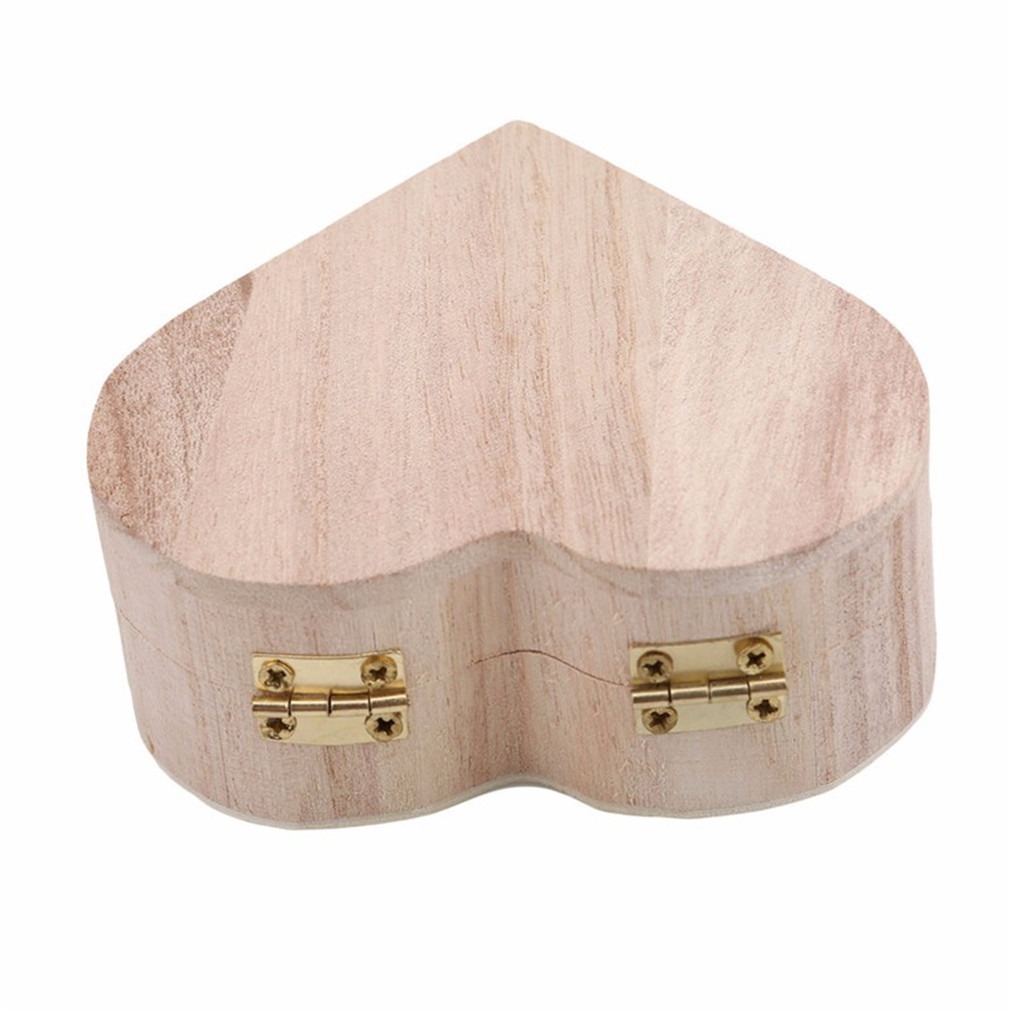 European and American cross-border wooden heart-shaped tea cake storage box Children's diy clay wooden box wooden heart-shaped jewelry box