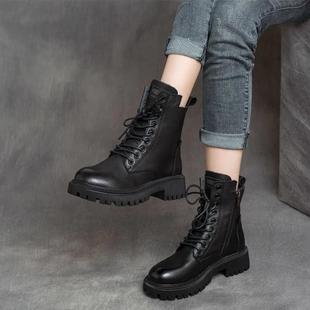 Martin Boots Women's British Style Short Boots 2023 Autumn and Winter Korean Style fleece-lined Thickened Joker Thick Bottom Rider Boots ins
