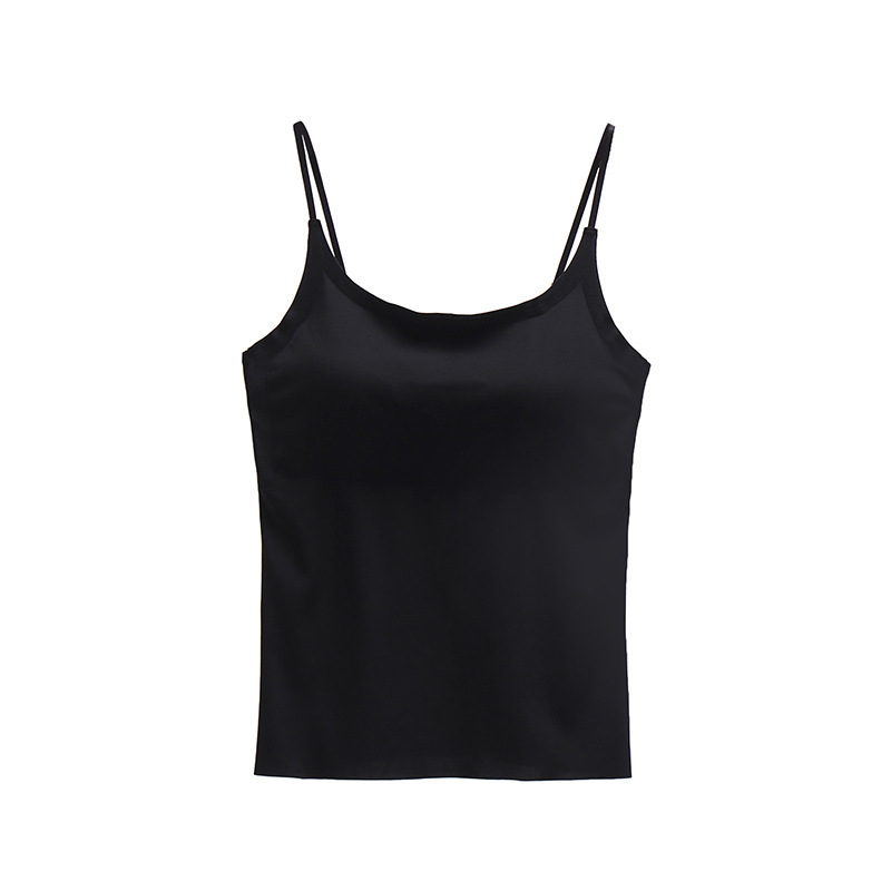 Ice Silk Thin Seamless Fixed Cup Camisole Women's Belt Chest Pad Integrated Inner Wearing Outer Wearing Base Shirt Beautiful Back Tube Top