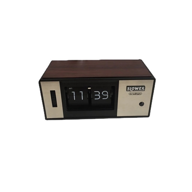 Mini Japanese-style flip clock with light retro wooden Japanese small box shape simple clock desktop desk clock pendulum clock