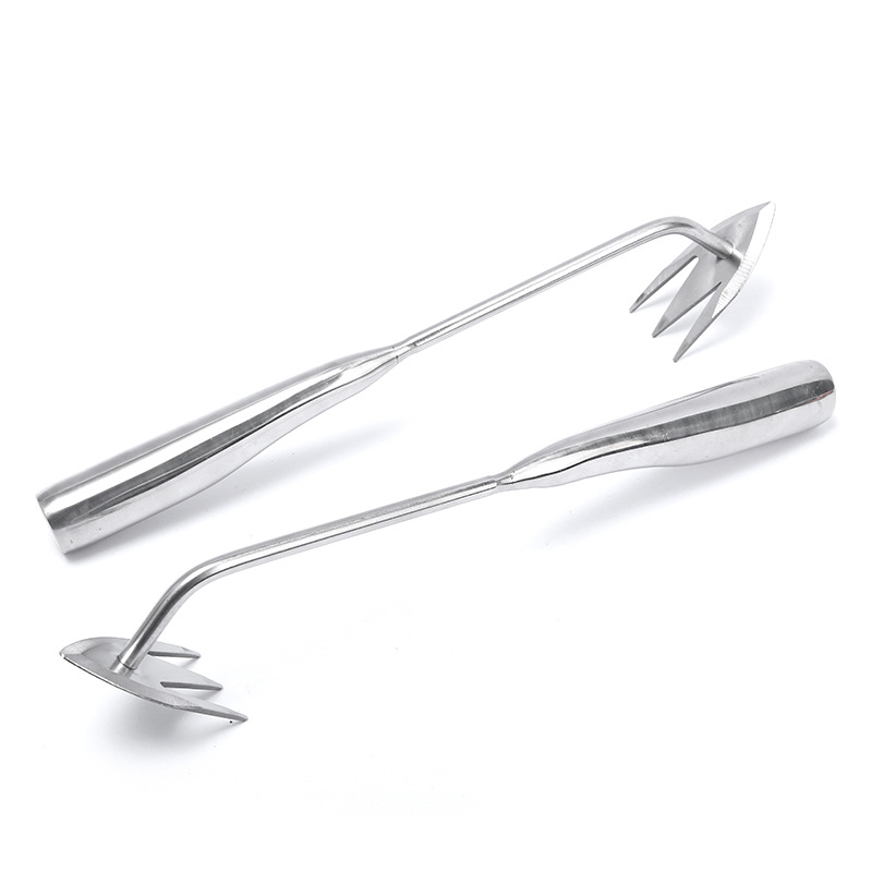 Wholesale stainless steel weeding artifact pulling grass small rake household digging wild vegetables thickened wooden handle small hoe agricultural tools