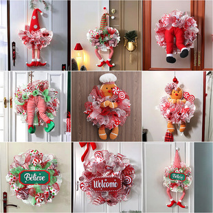纵鸿 2023 New Christmas Wreath Wreath Decoration Holiday Party Props Decoration Window Scene Layout Pendant