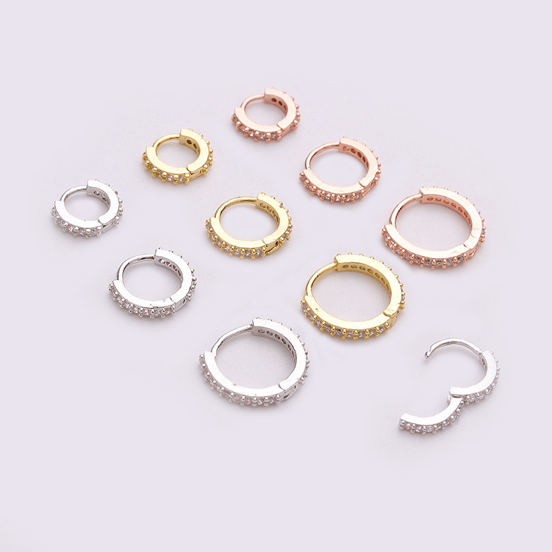 Cross-border creative mini earrings female zircon earbuckle foreign trade piercing ear ring European and American piercing jewelry