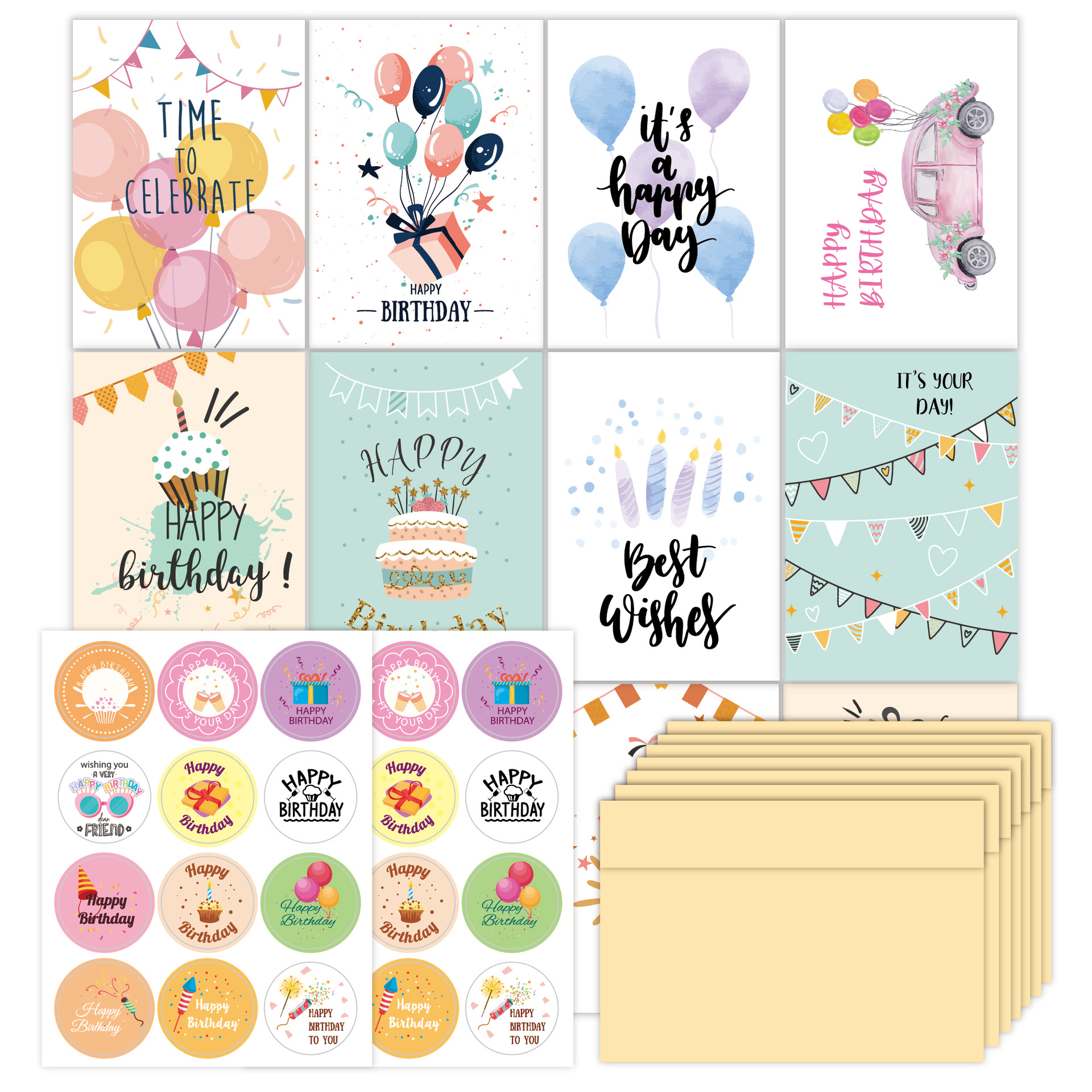 Cross-border happy birthday card birthday card combination suit ins envelope fold DIY birthday greeting card