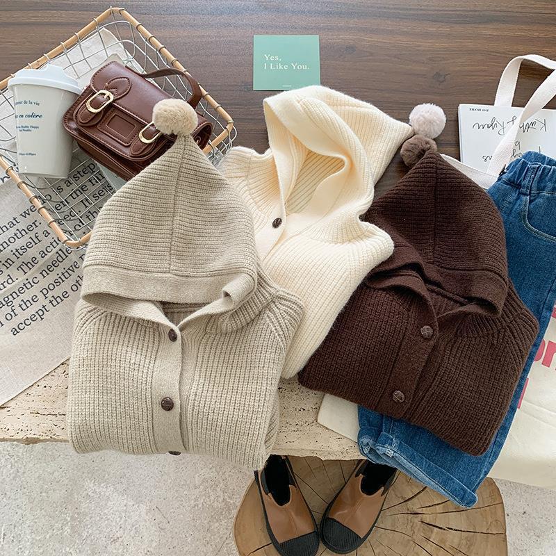 Children's sweater baby hooded sweater 0-6 years old autumn Korean children's clothing girls solid color cardigan boys coat