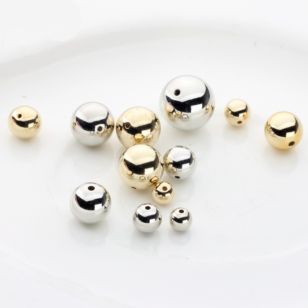 CCB straight hole 14K gold and silver beads water plated round beads 8/10/12/14/16/18/20mmdiy jewelry accessories